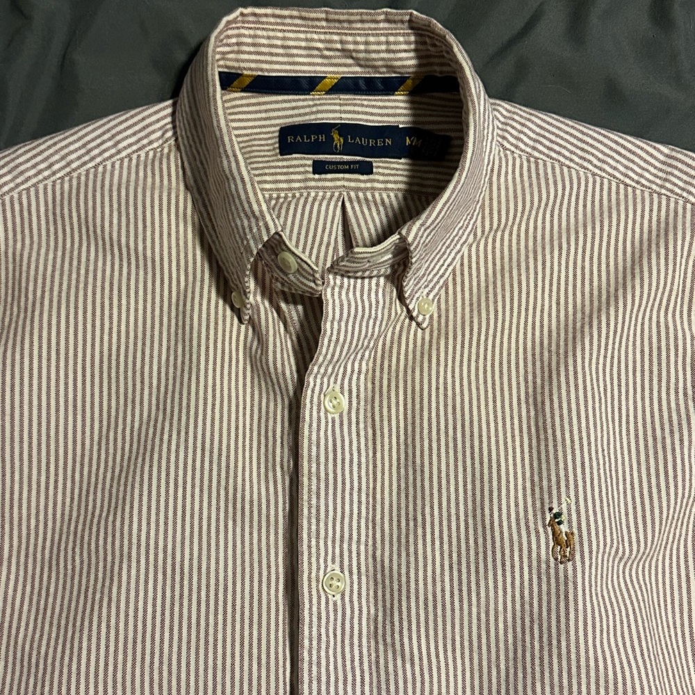 Polo Ralph Lauren Mens Medium Oxford Cloth Button Down Custom Fit Shirt Medium